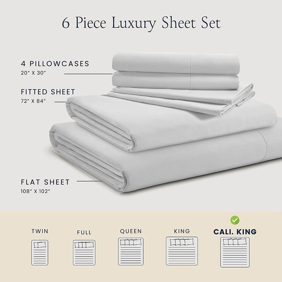 Luxury 6 Piece Bed Sheets  Secure-Fit Deep Pocket Sheets - Picture 7 of 10